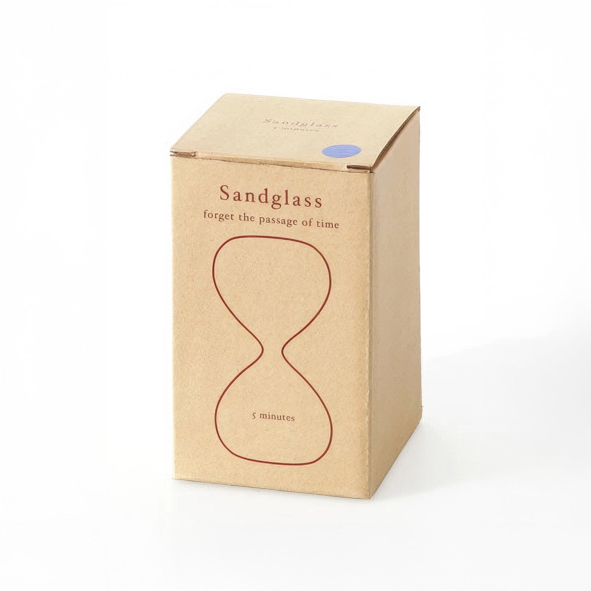 Box packaging of a sandglass product on a white background