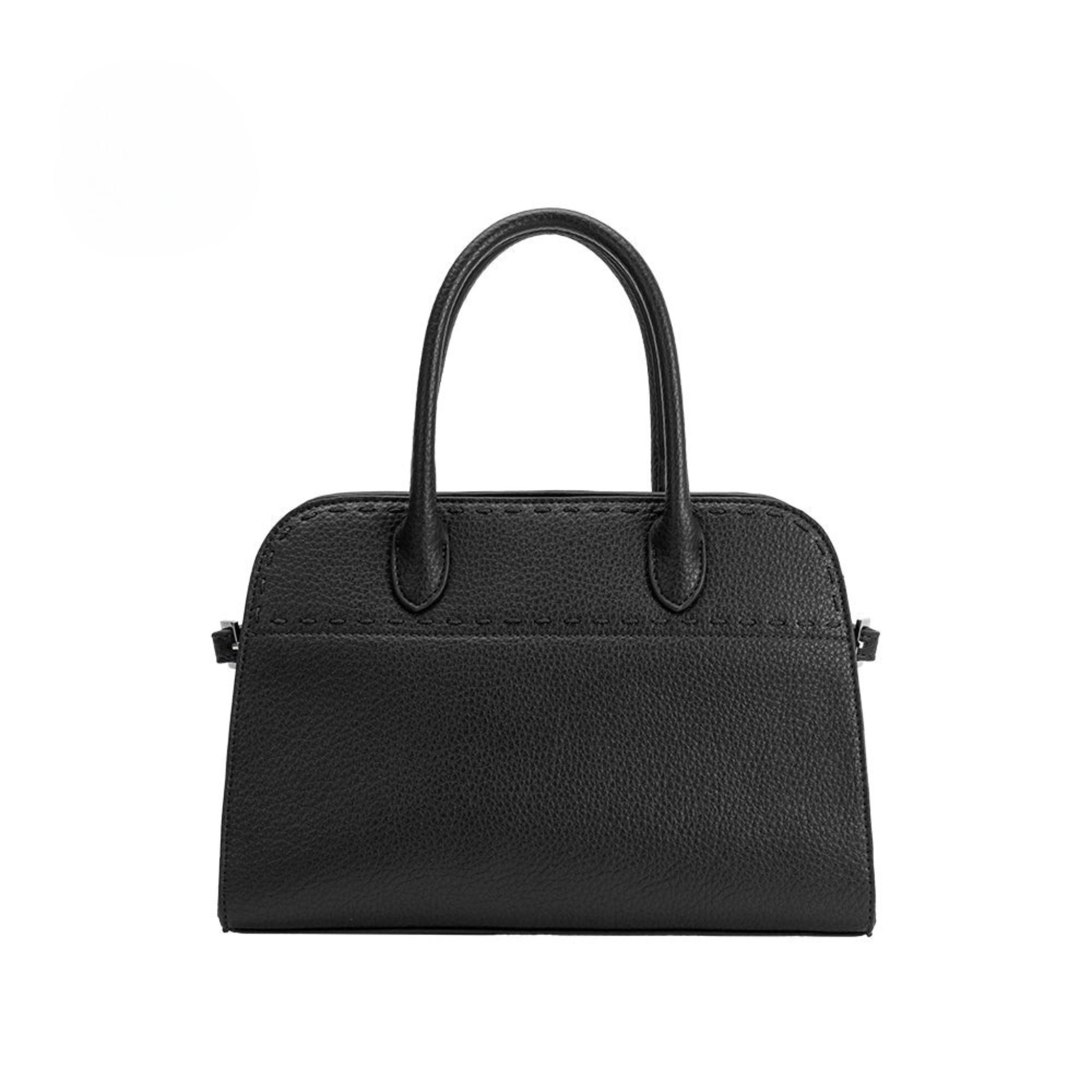 Black handbag on a white background