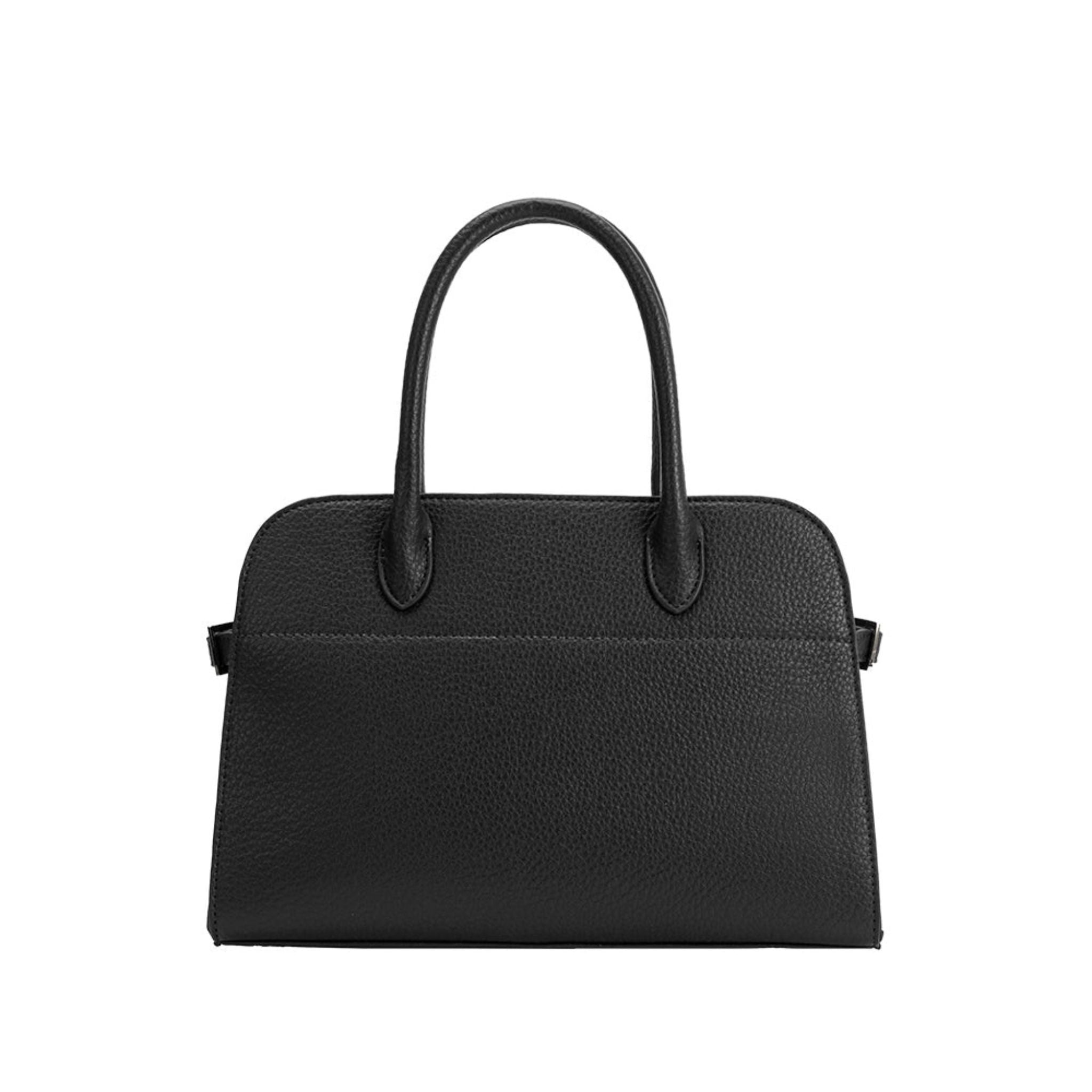 Black handbag on a white background