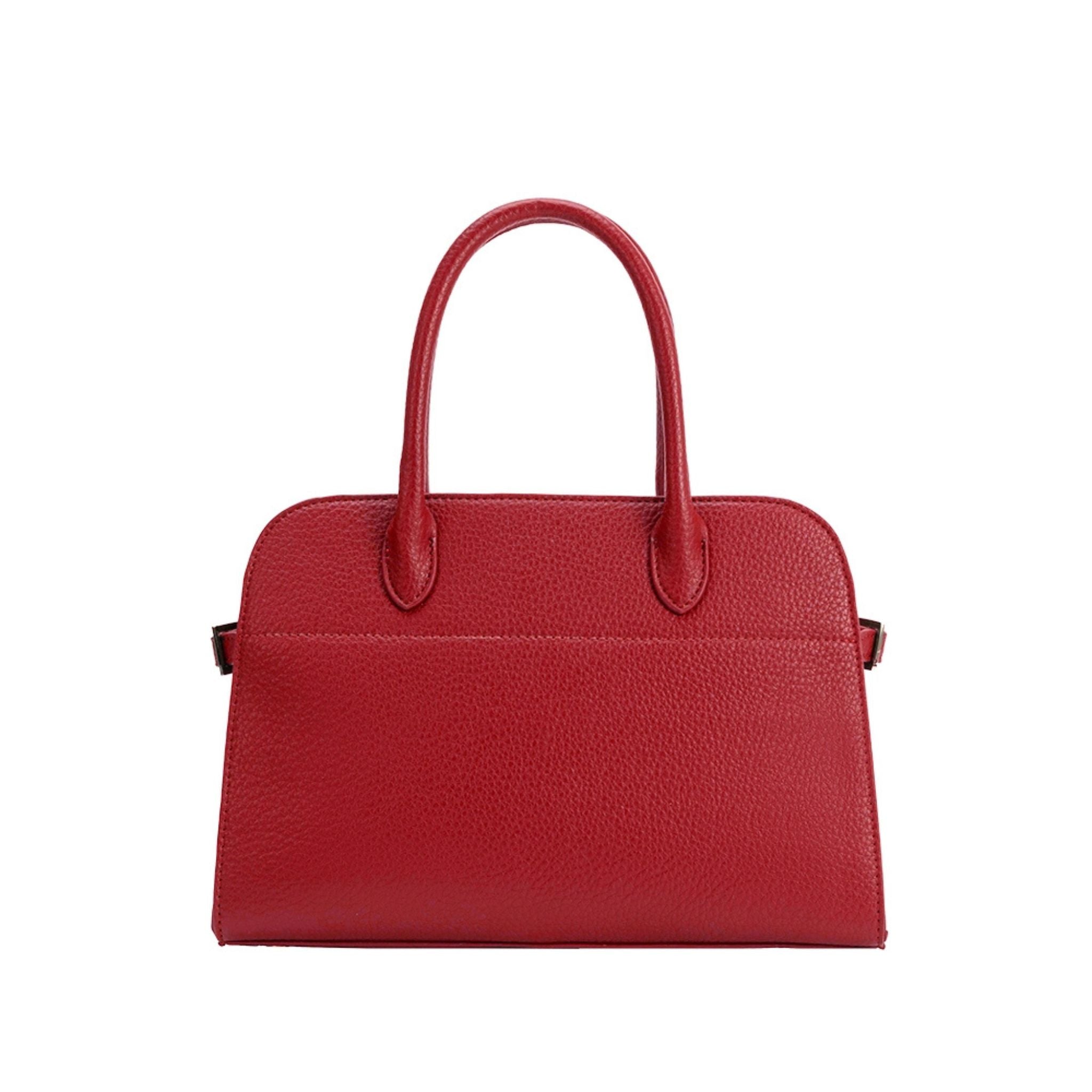 Red handbag on a white background