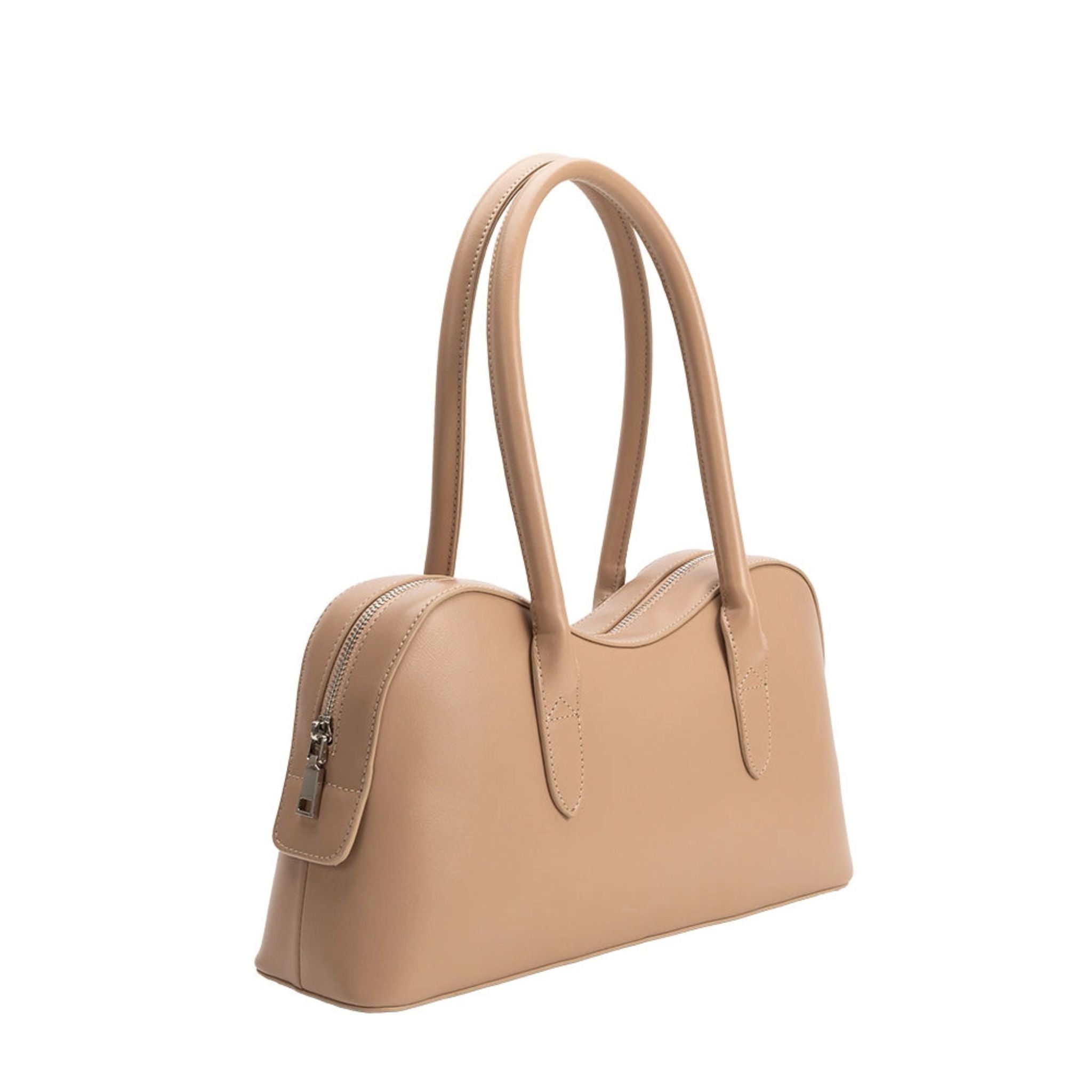 Beige handbag on a white background
