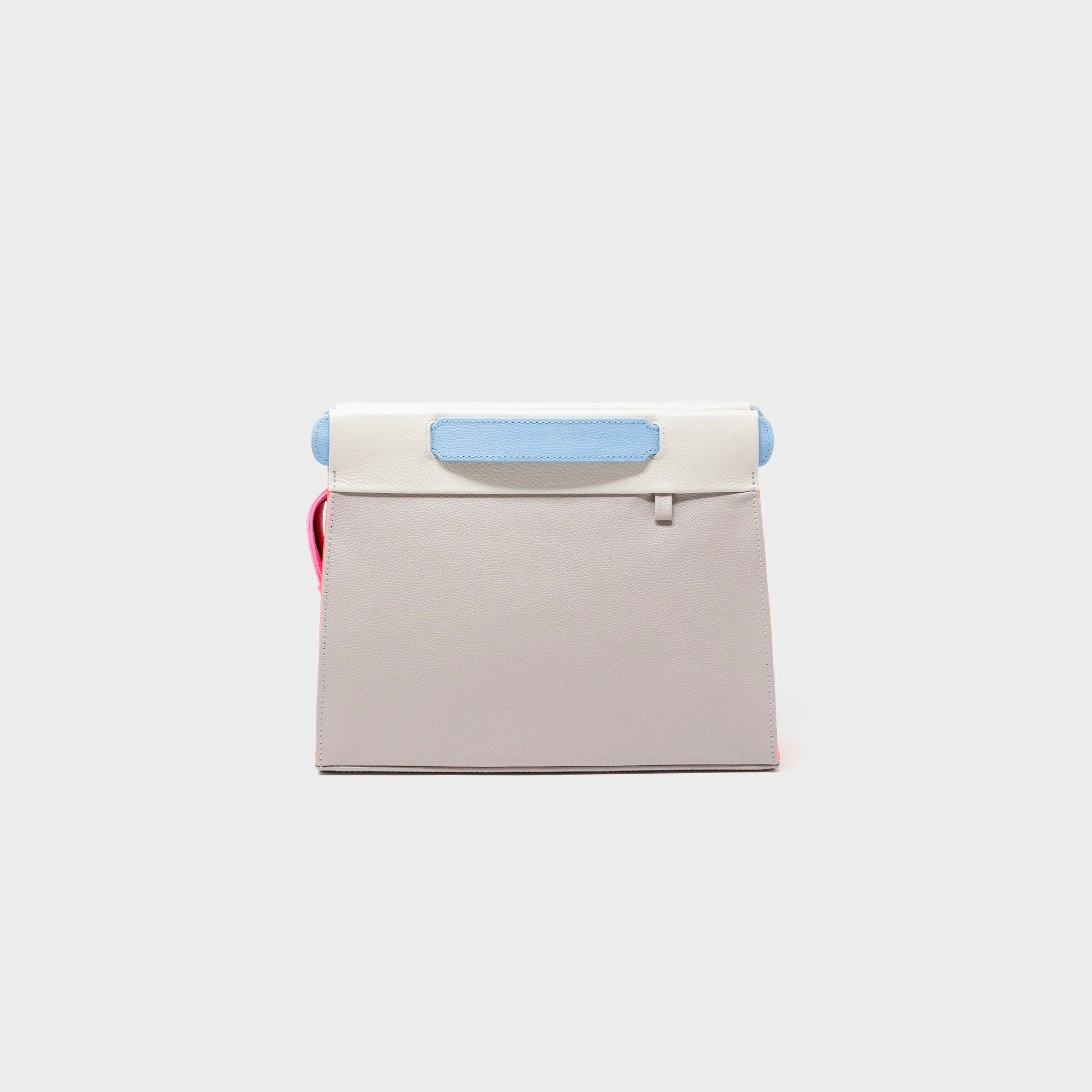Min & Mon's Vali Crossbody Small Gray Leather Bag - All Over Eyes Embroidery