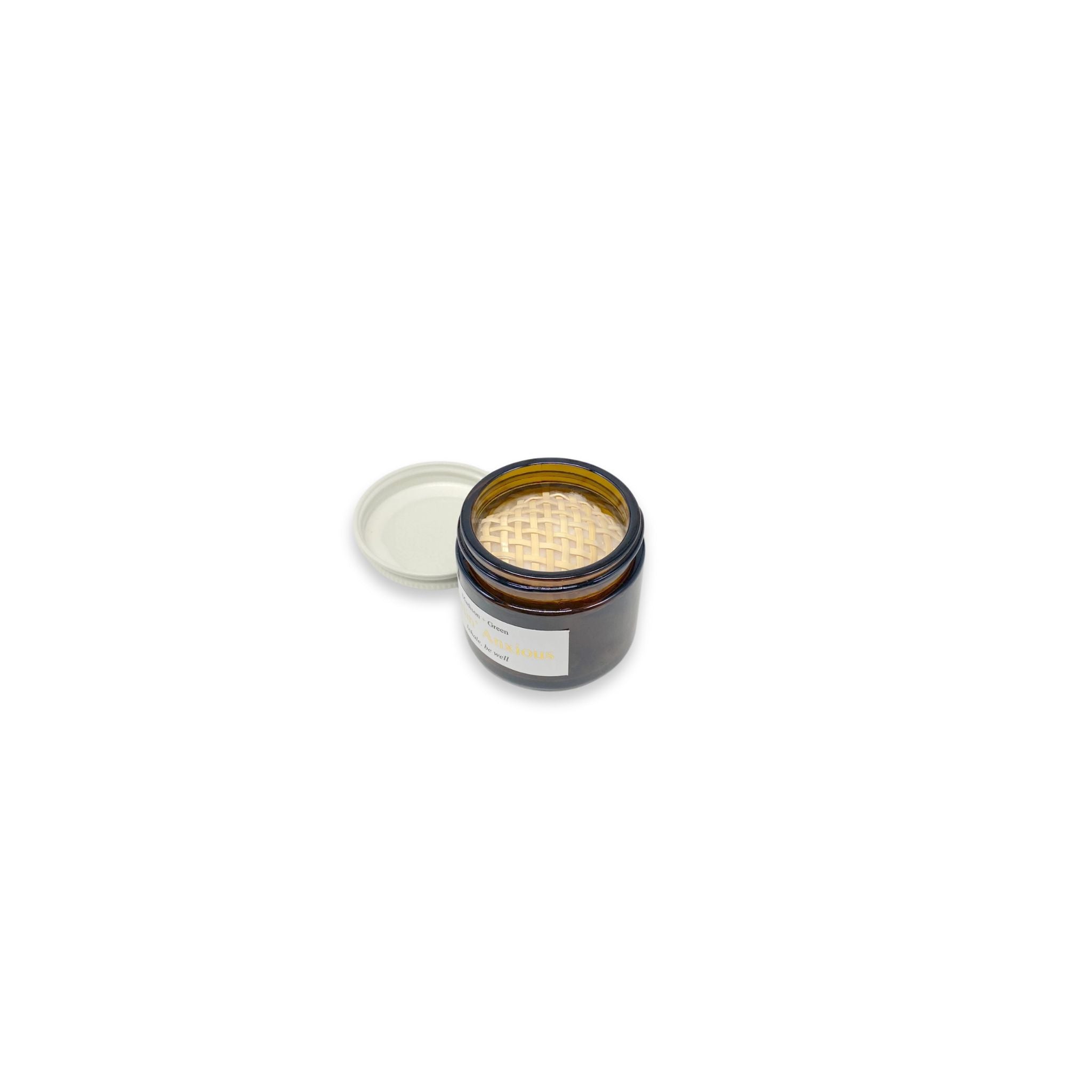 Opened jar view of Madison + Green's aromatherapy inhaler "Feelin' Anxious"