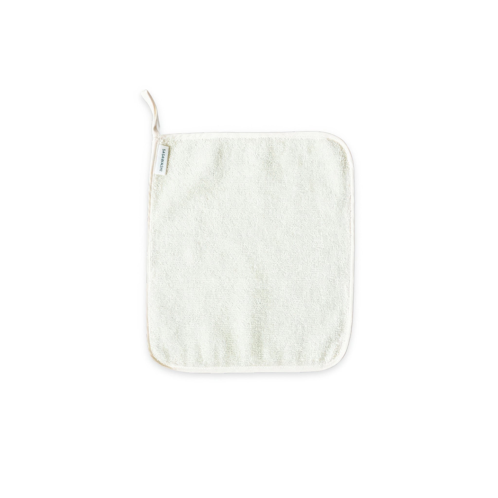 Front view of Morihata's Sasawashi Face Scrub Towel unpackaged