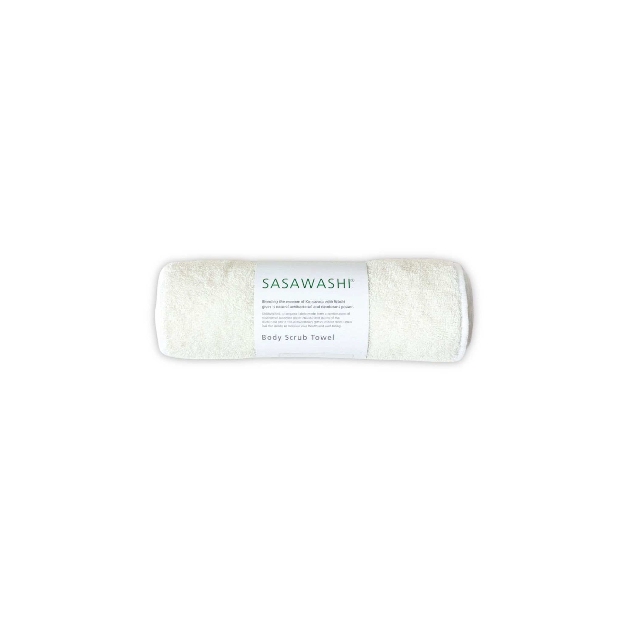 Sasawashi body scrub towel on a white background