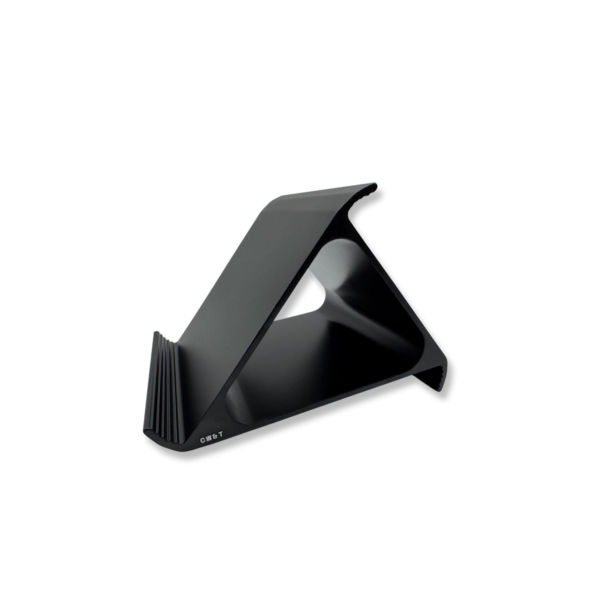 Angled view of the 55-66-88 mobile phone stand in black glass bead