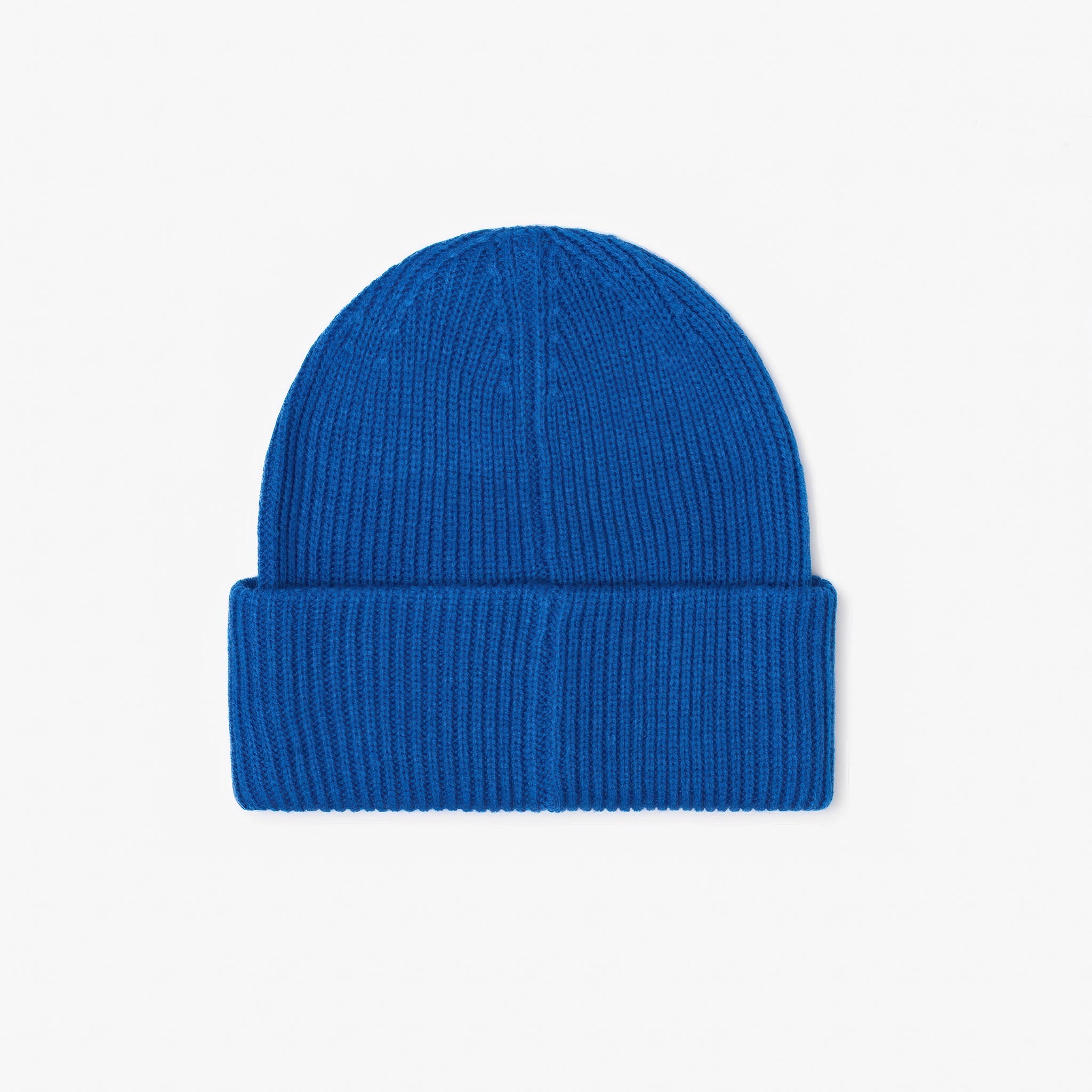 Blue beanie on a light gray background