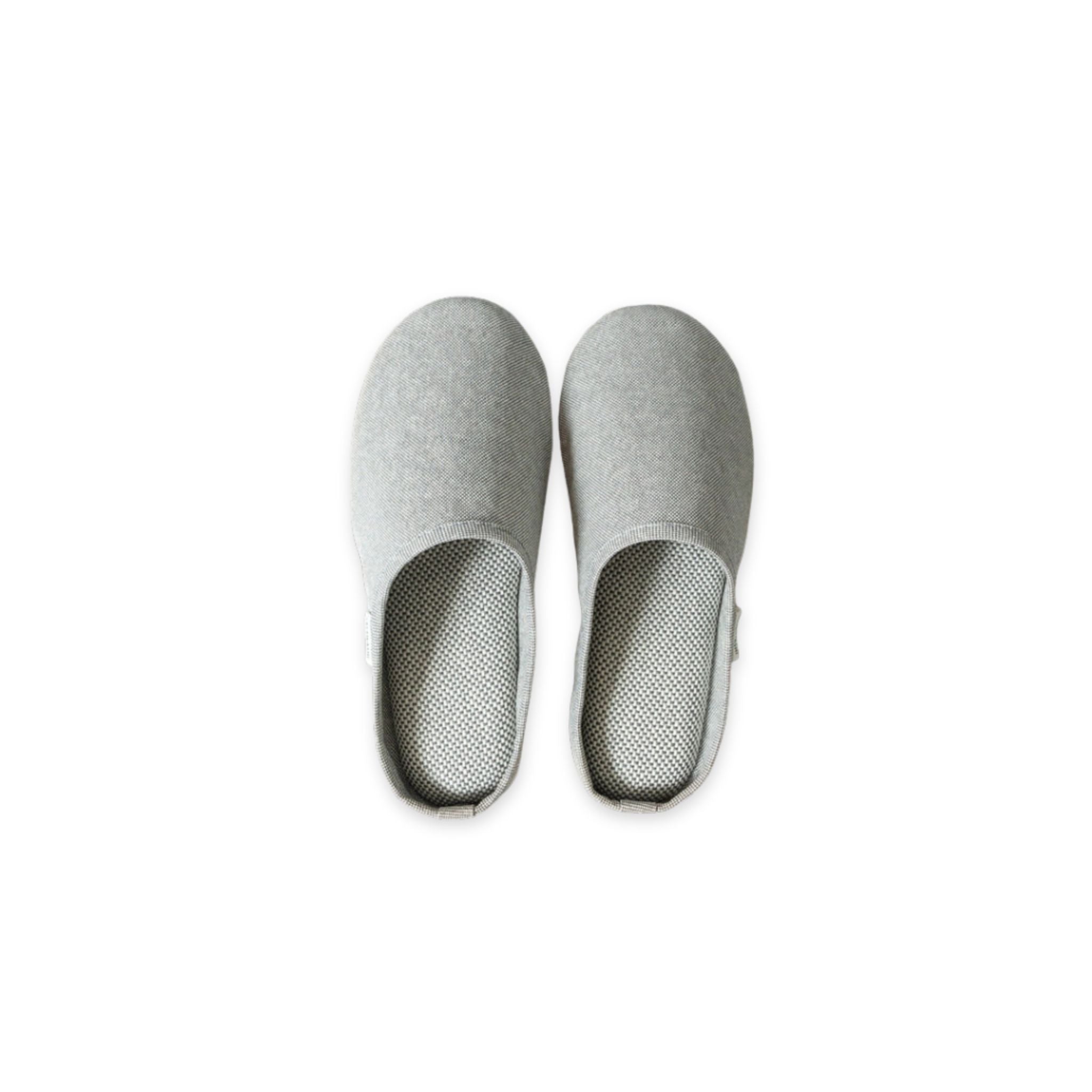 Pair of gray slippers on a white background