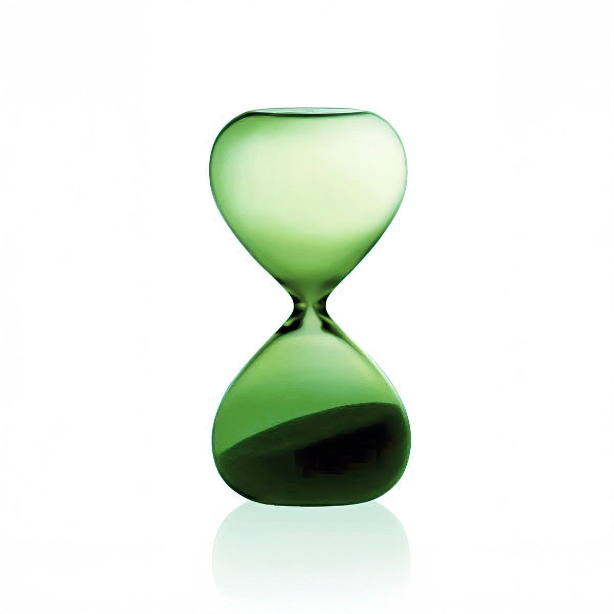 Green hourglass on a white background