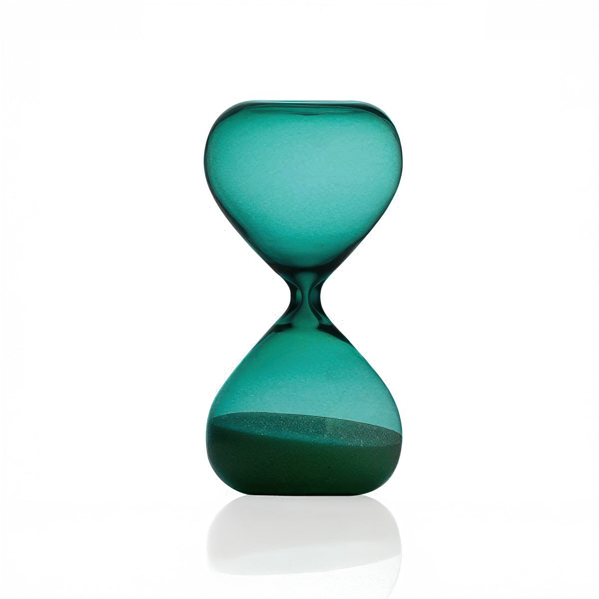 Turquoise hourglass vase on a white background