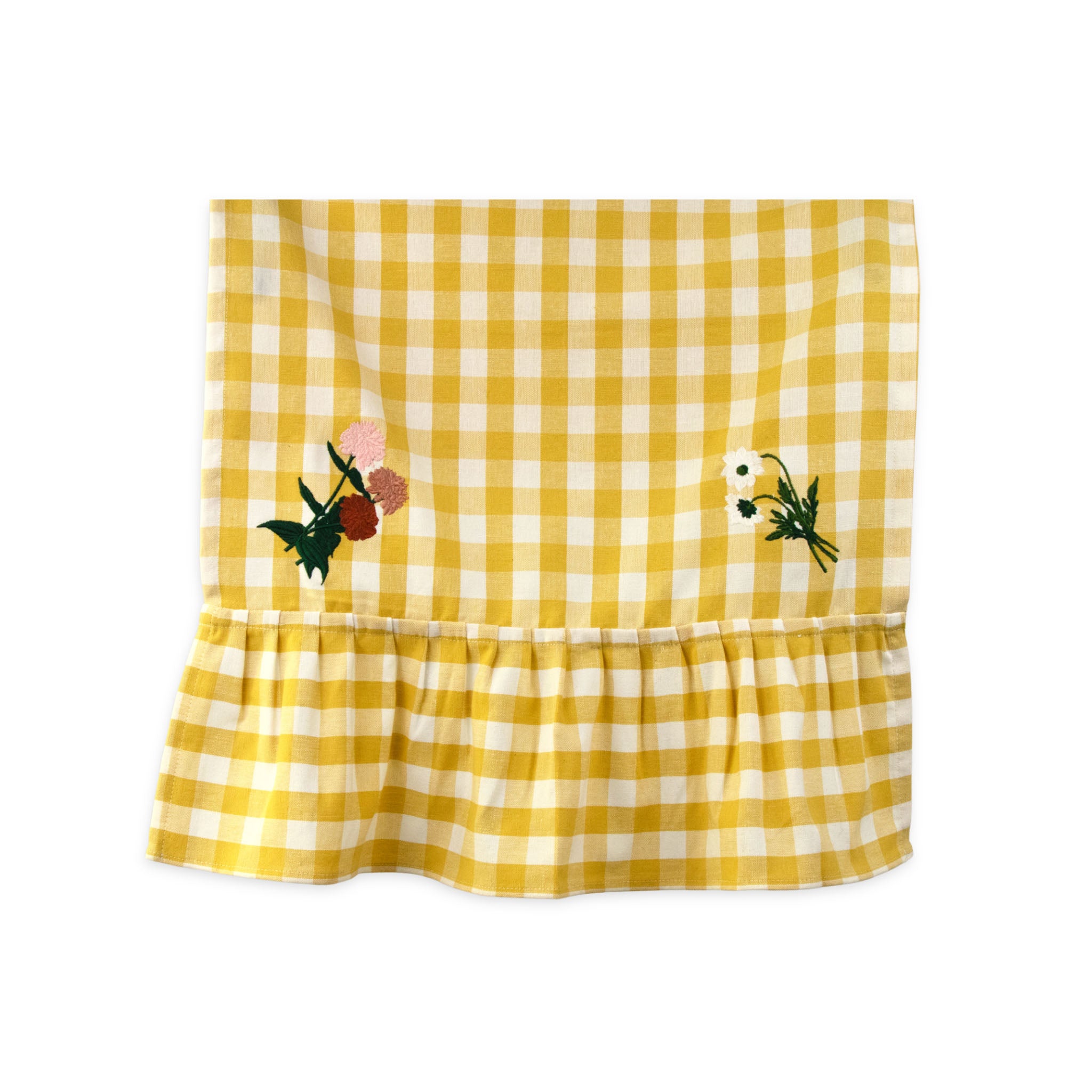 Image of Yellow Ruffled Gingham Dish Towel
