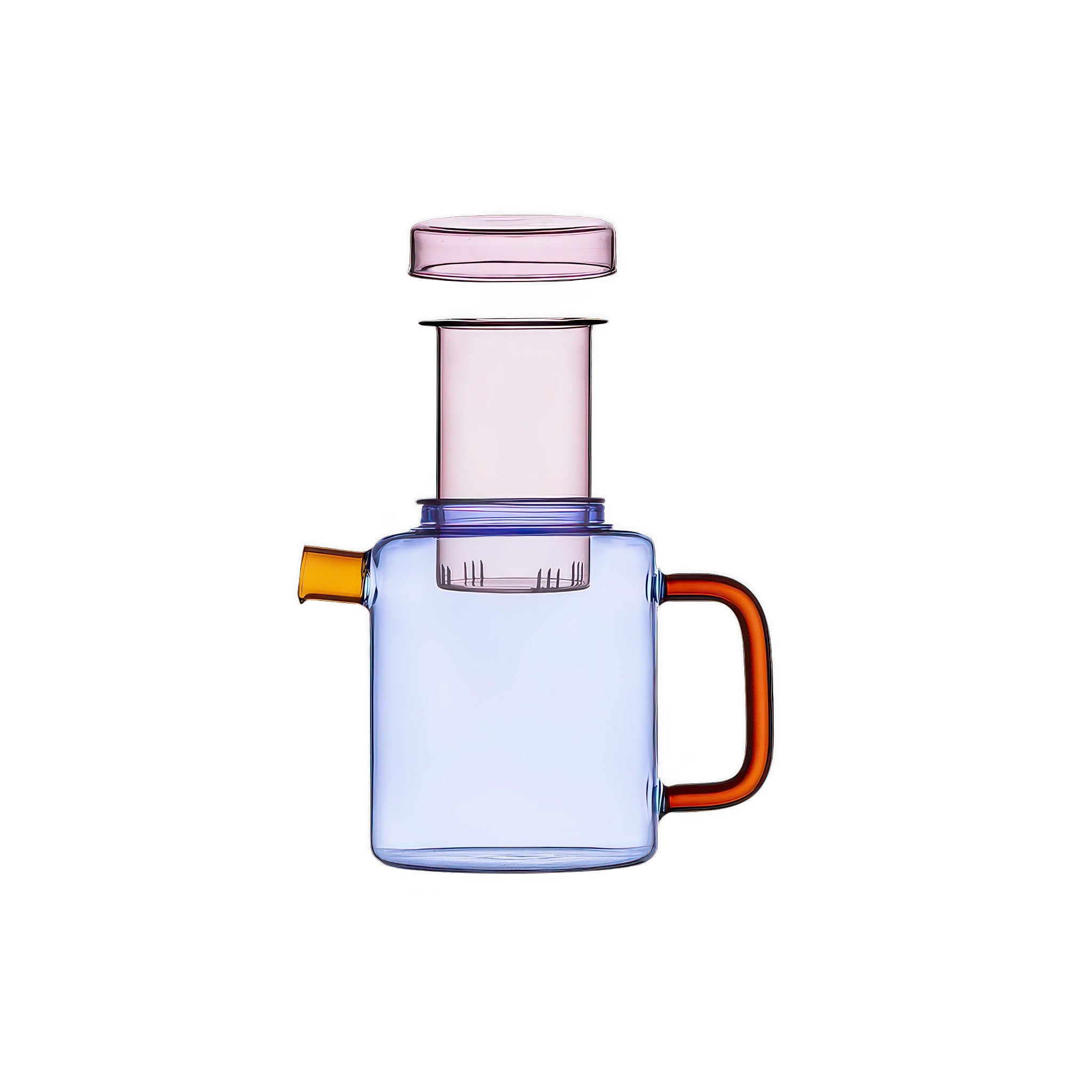 Image of MAHO Sensory's Cha Pot Twilight with top lid open and strainer pulled out