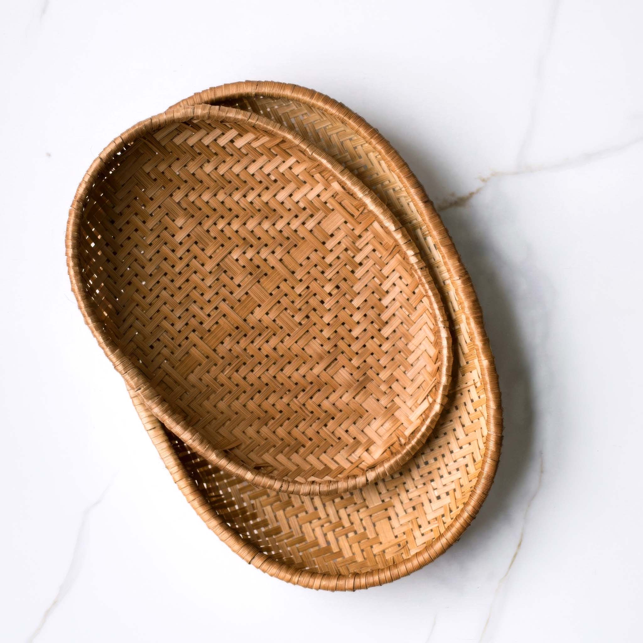 Smoked Bamboo Woven Basket Tray