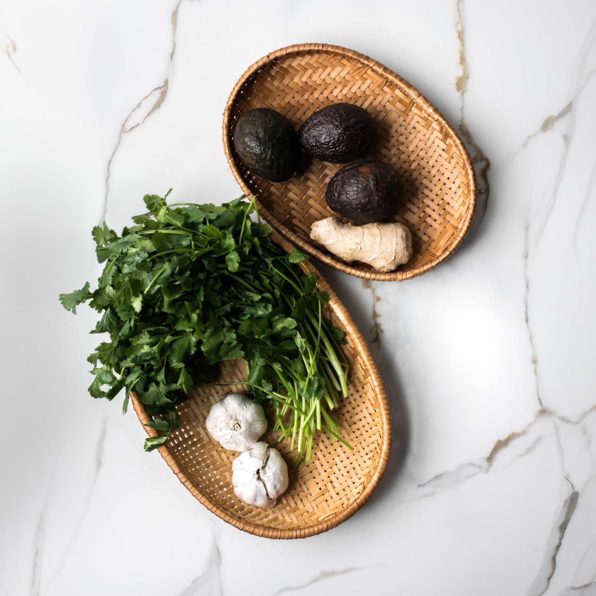 Smoked Bamboo Woven Basket Tray