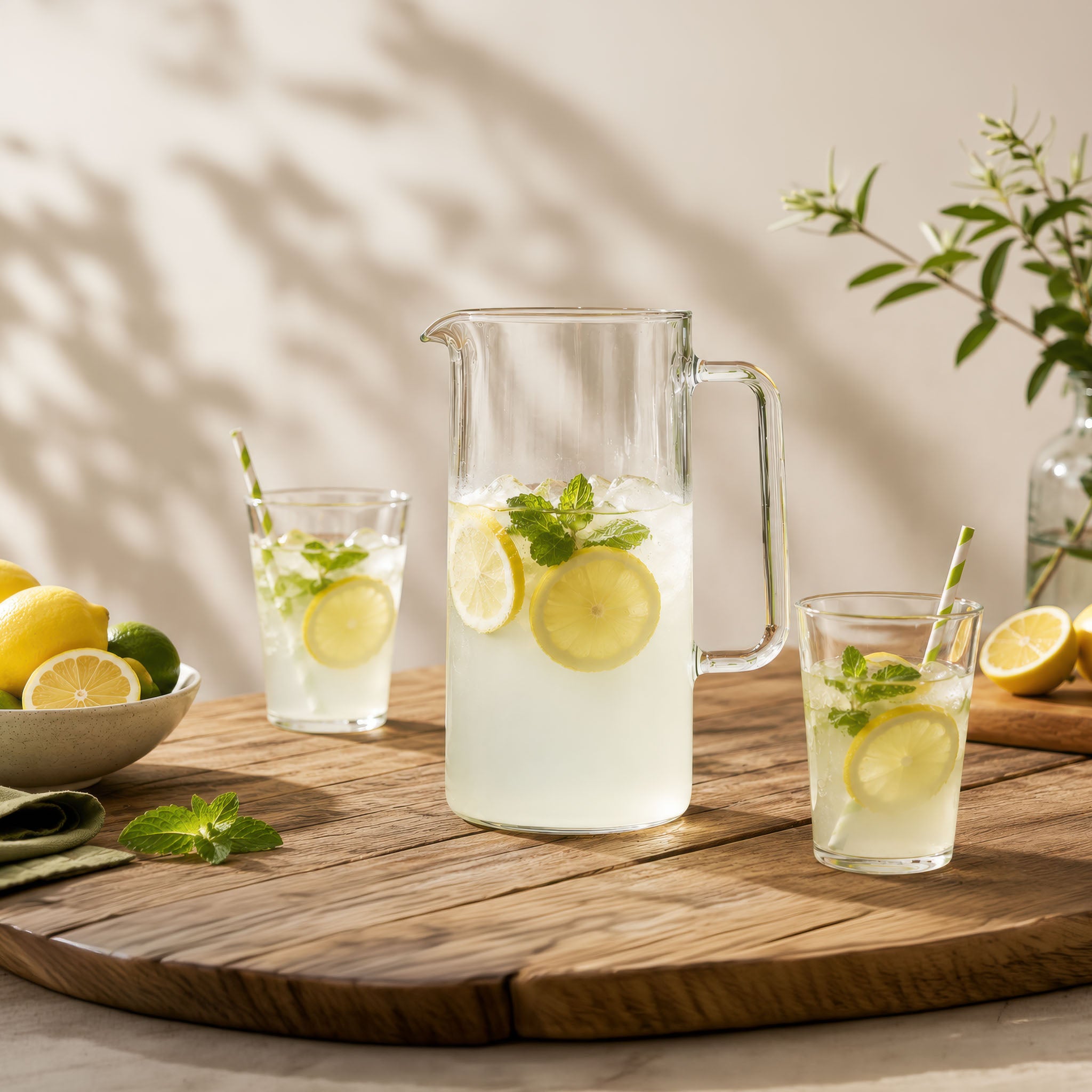 Simax Cylinder Glass Pitcher, 2.1 Qt