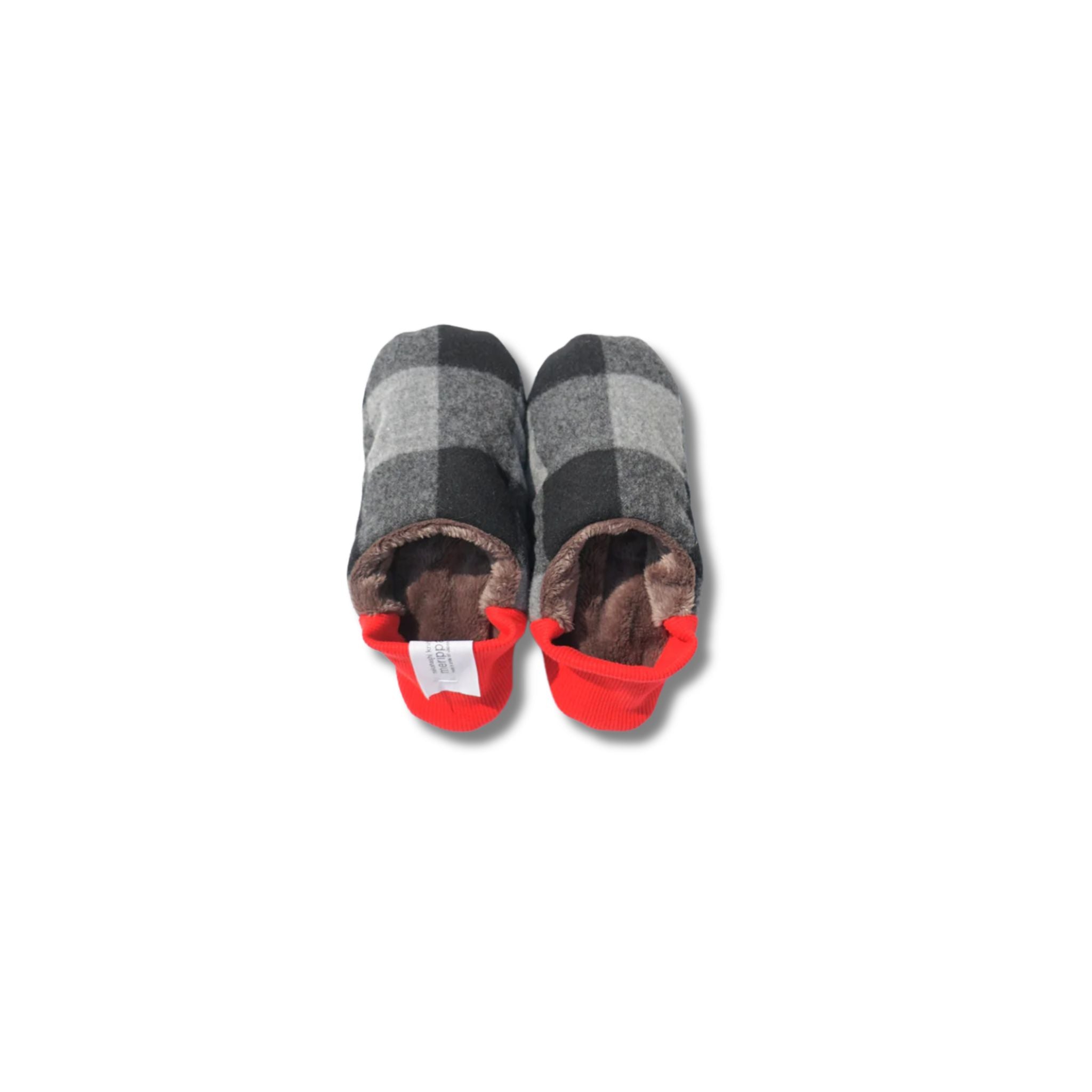 Merippa Slippers FW | Red & Black Flannel Block Plaid à Fur