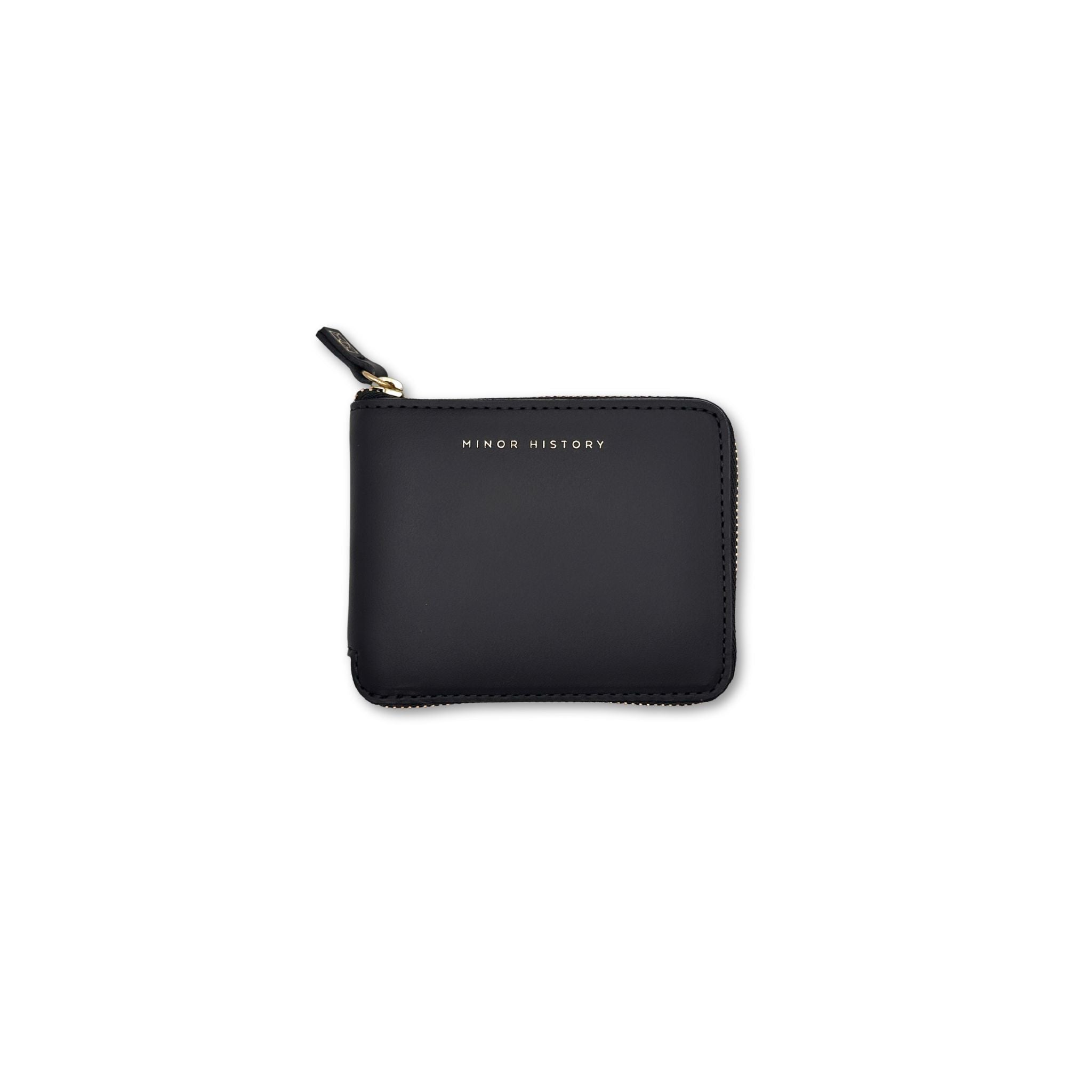 Front view of Minor History's coupe wallet in black