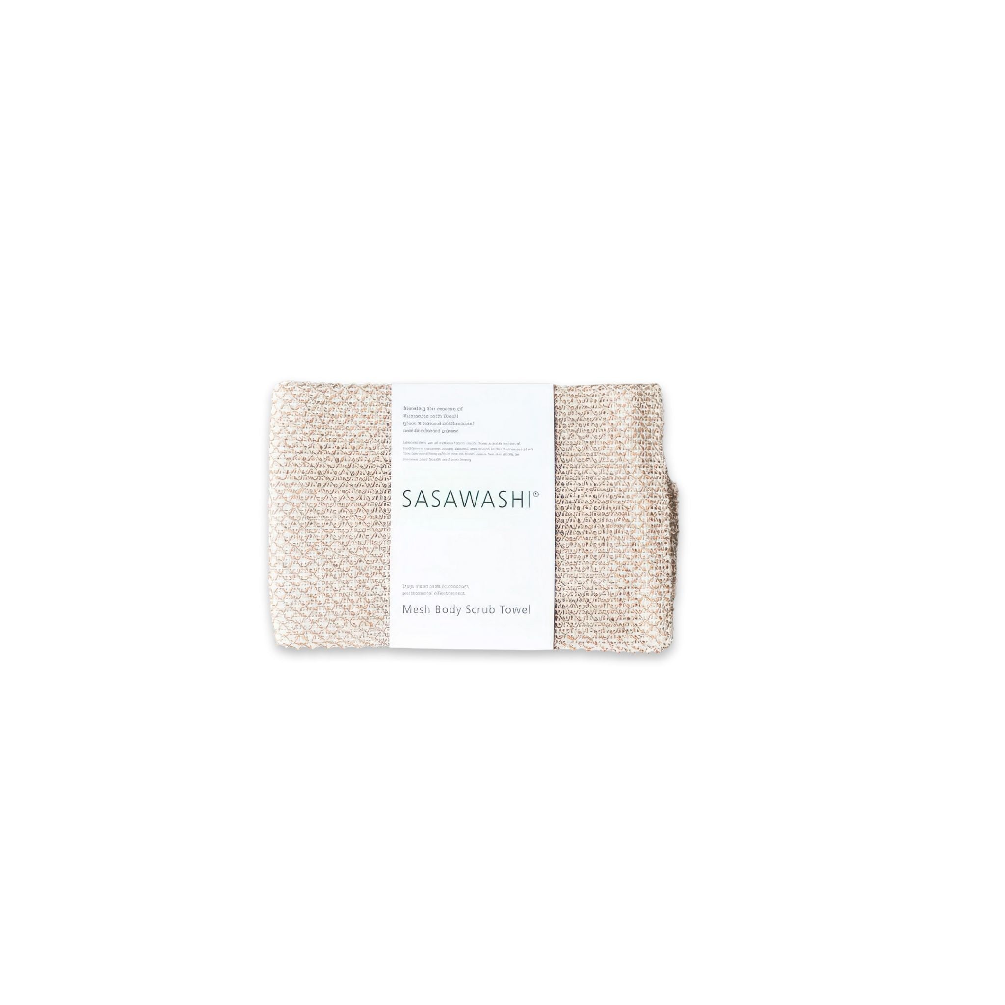 image of morihahta sasawashi mesh body scrub towel in packaging