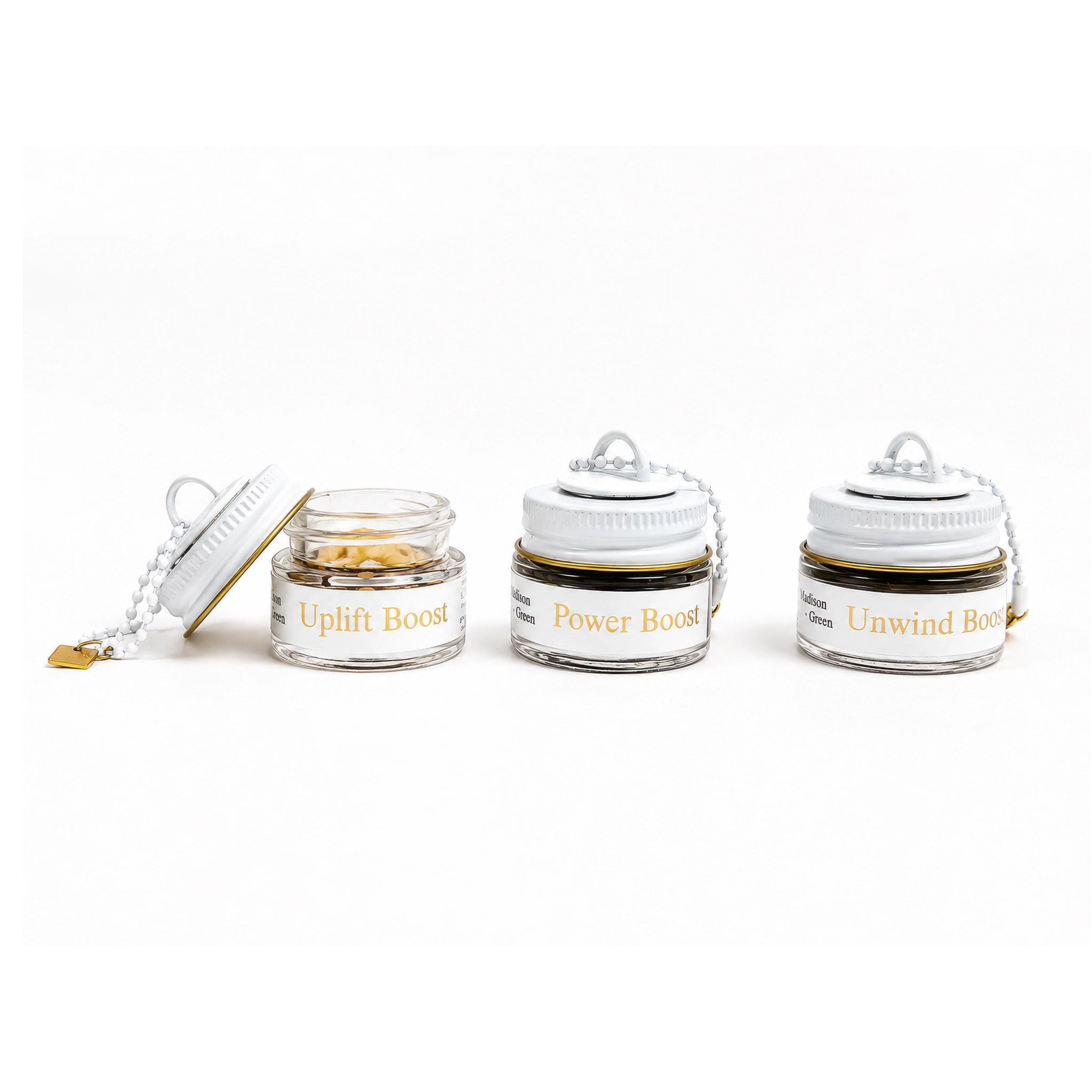 Madison + Green Everyday Essentials Kit containing three mini aromatherapy inhalers on a white background