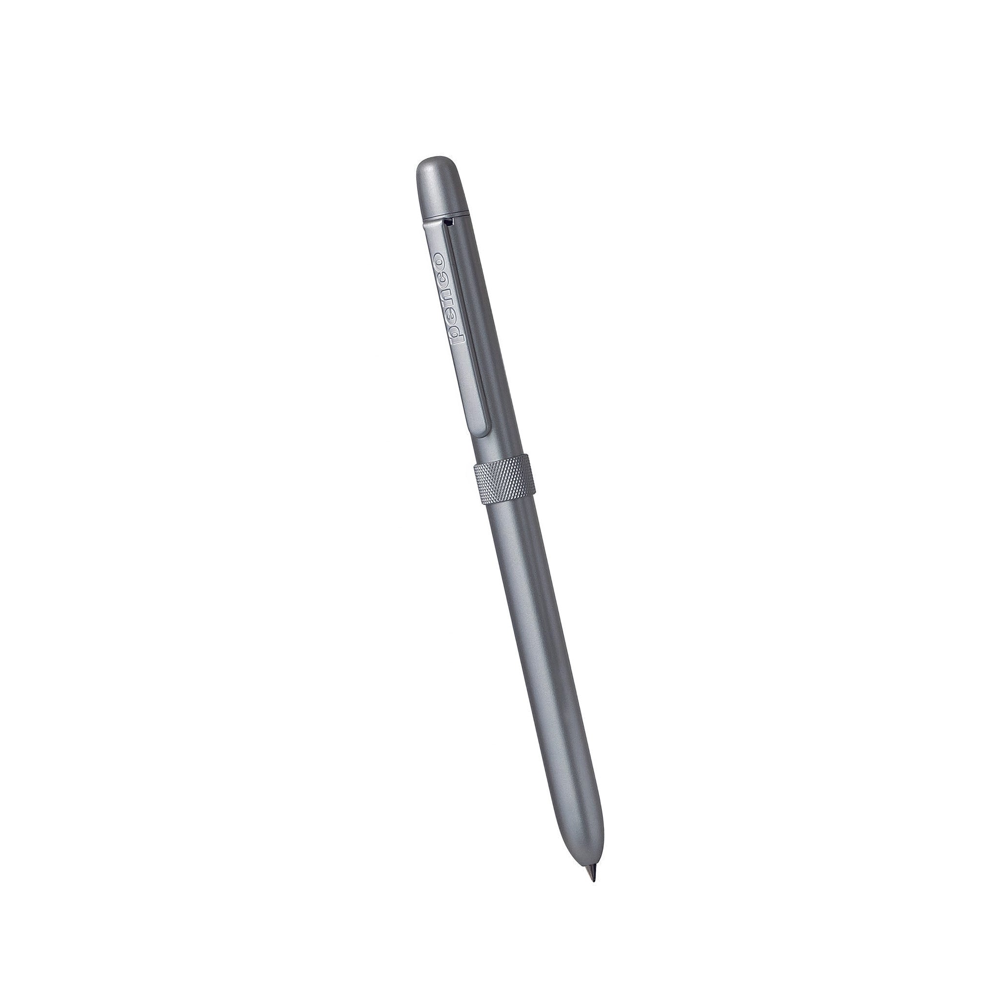 Silver pen on a white background