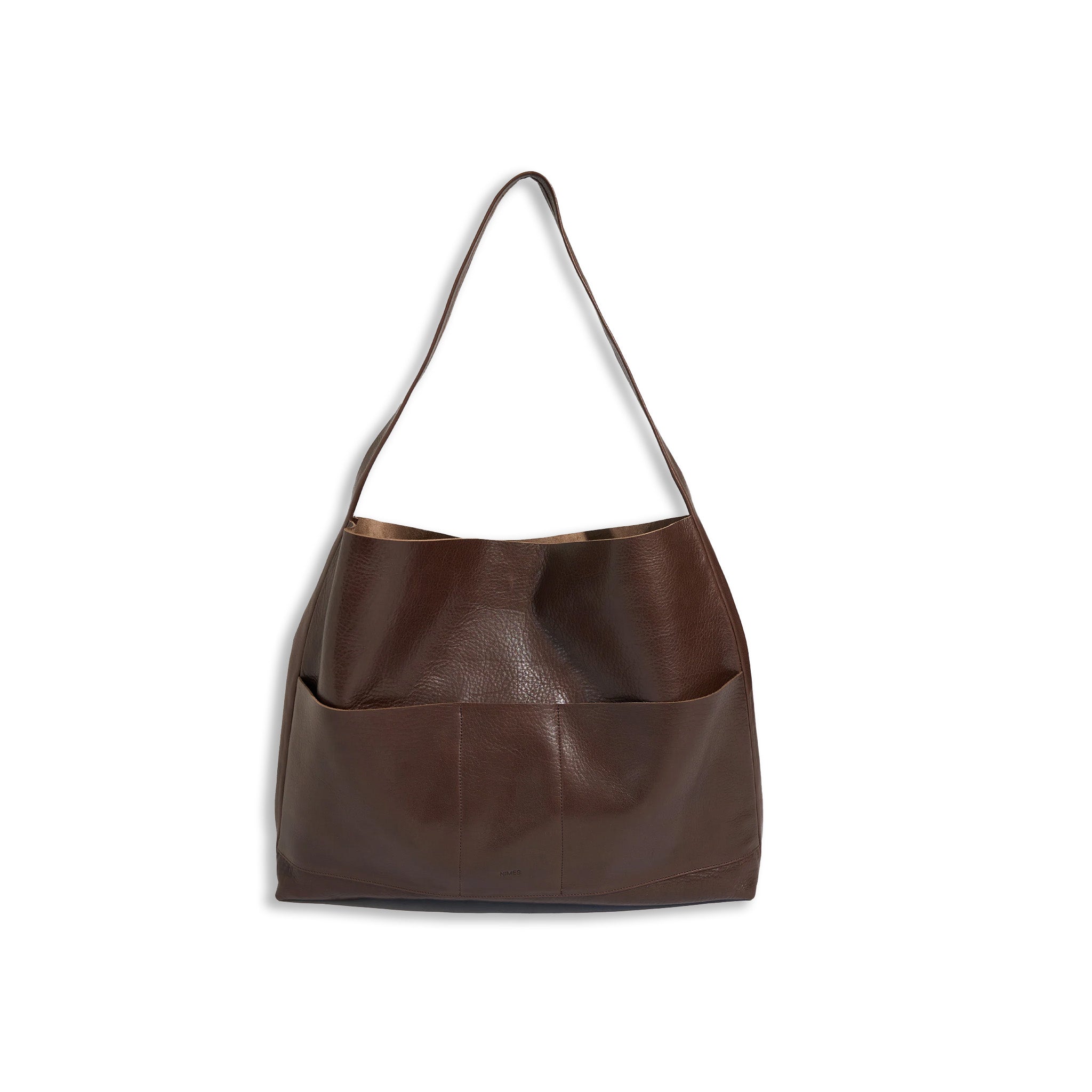 Front view of bonarda saddle bag color dark brown