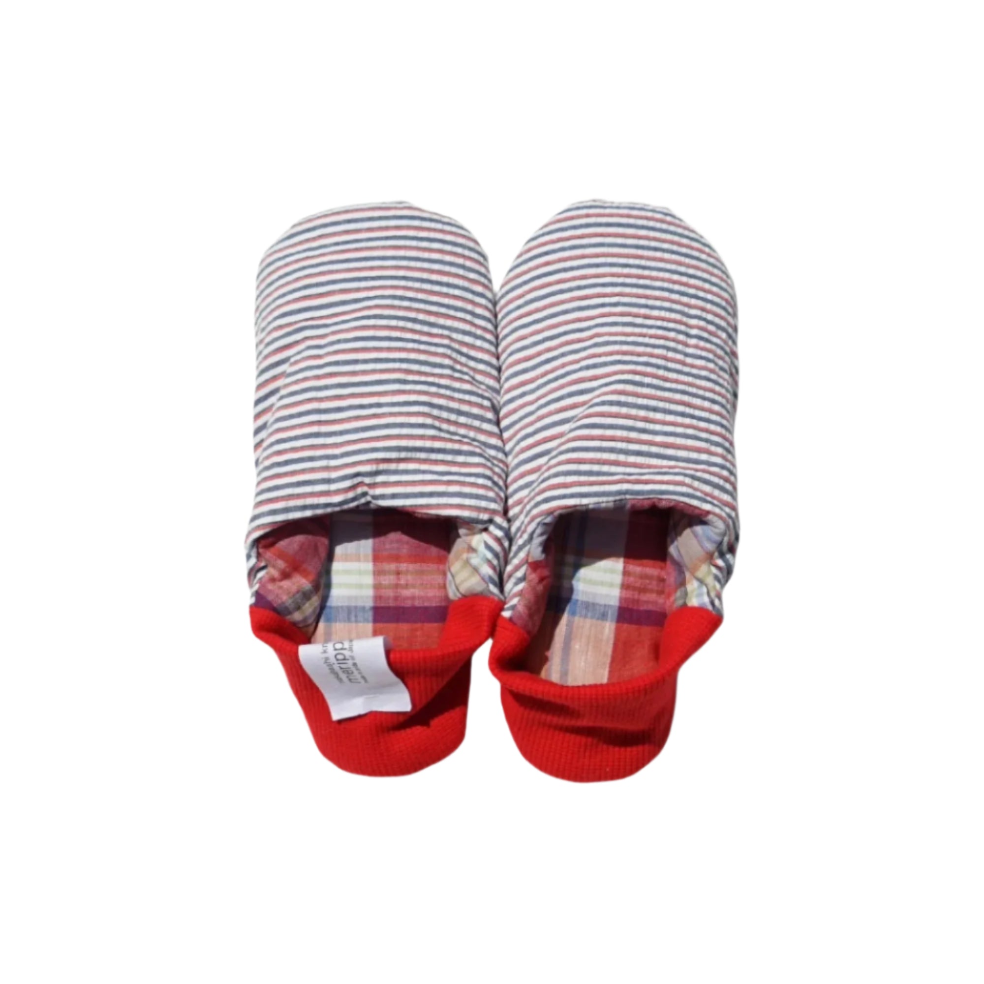 Full image of Merippa's red Colorful stripes x Plaid slippers
