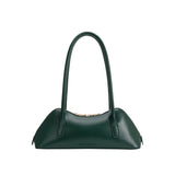 Back view of the Dakota handbag in green on a white background