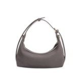 Gray handbag with a strap on a white background