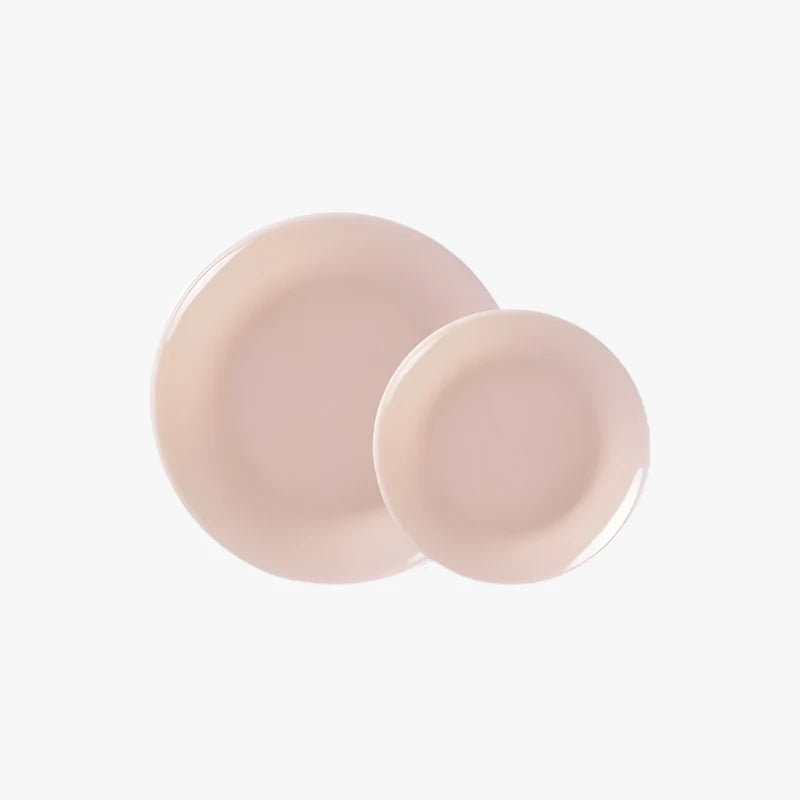 Two sized peach MILK plates side by side