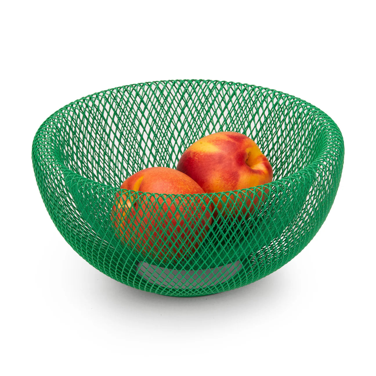 image of MoMA wire mesh bowl color gree  filled with peaches