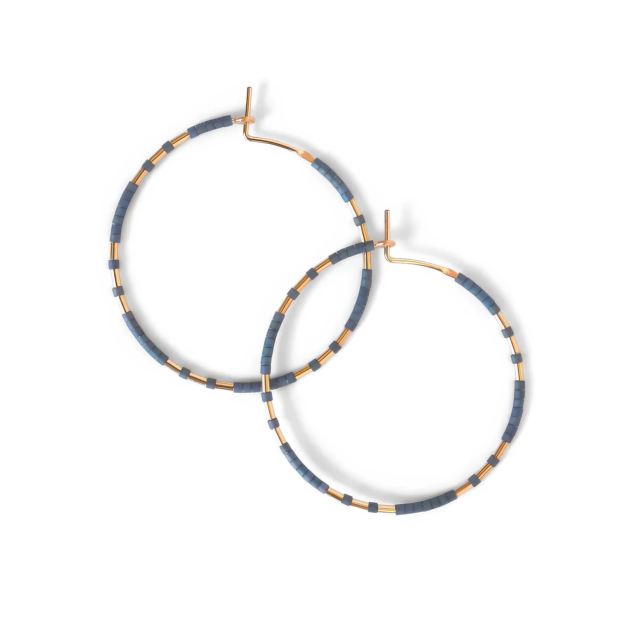 image of two hoop style earrings chaldene color indigo