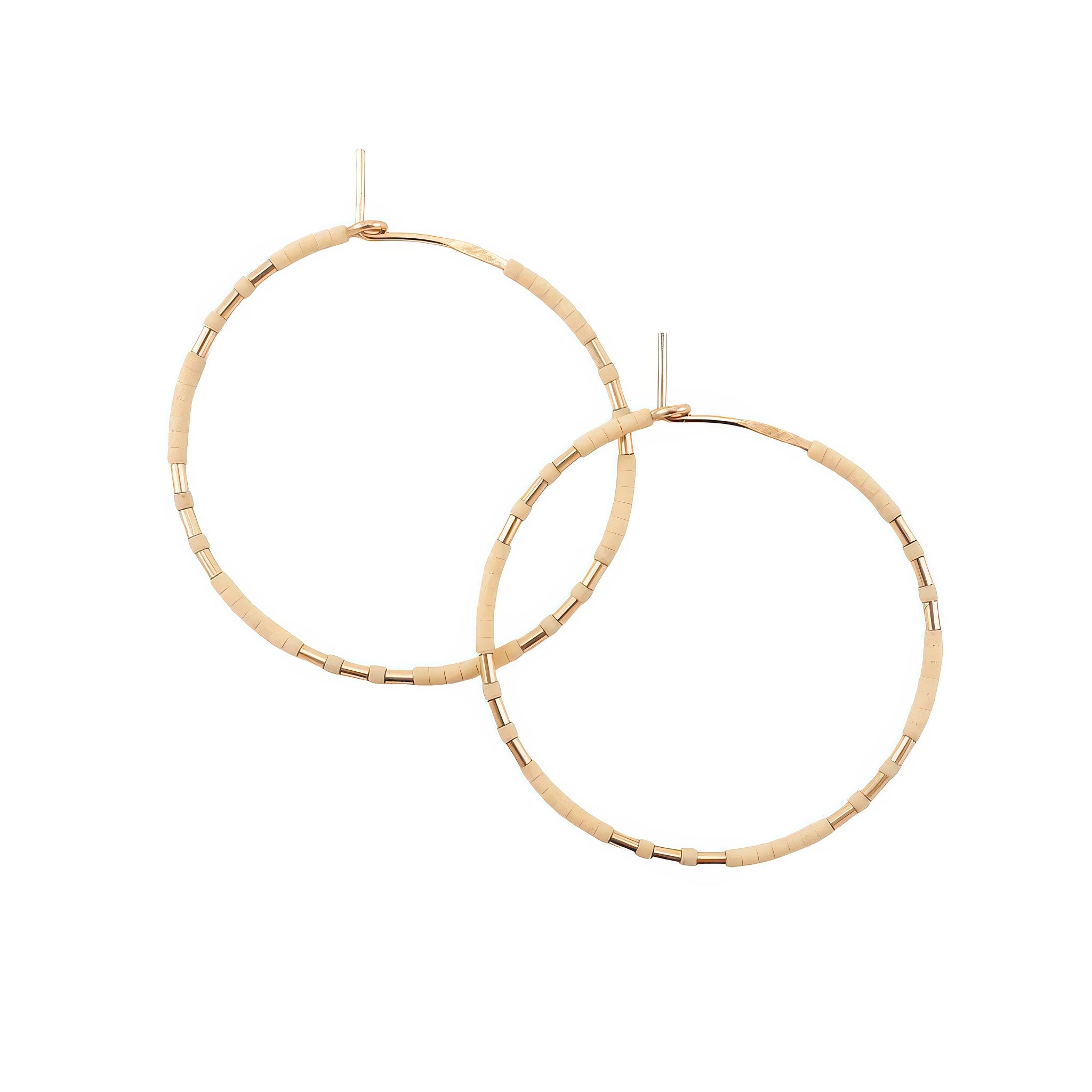 image of two hoop style earrings chaldene color oyster