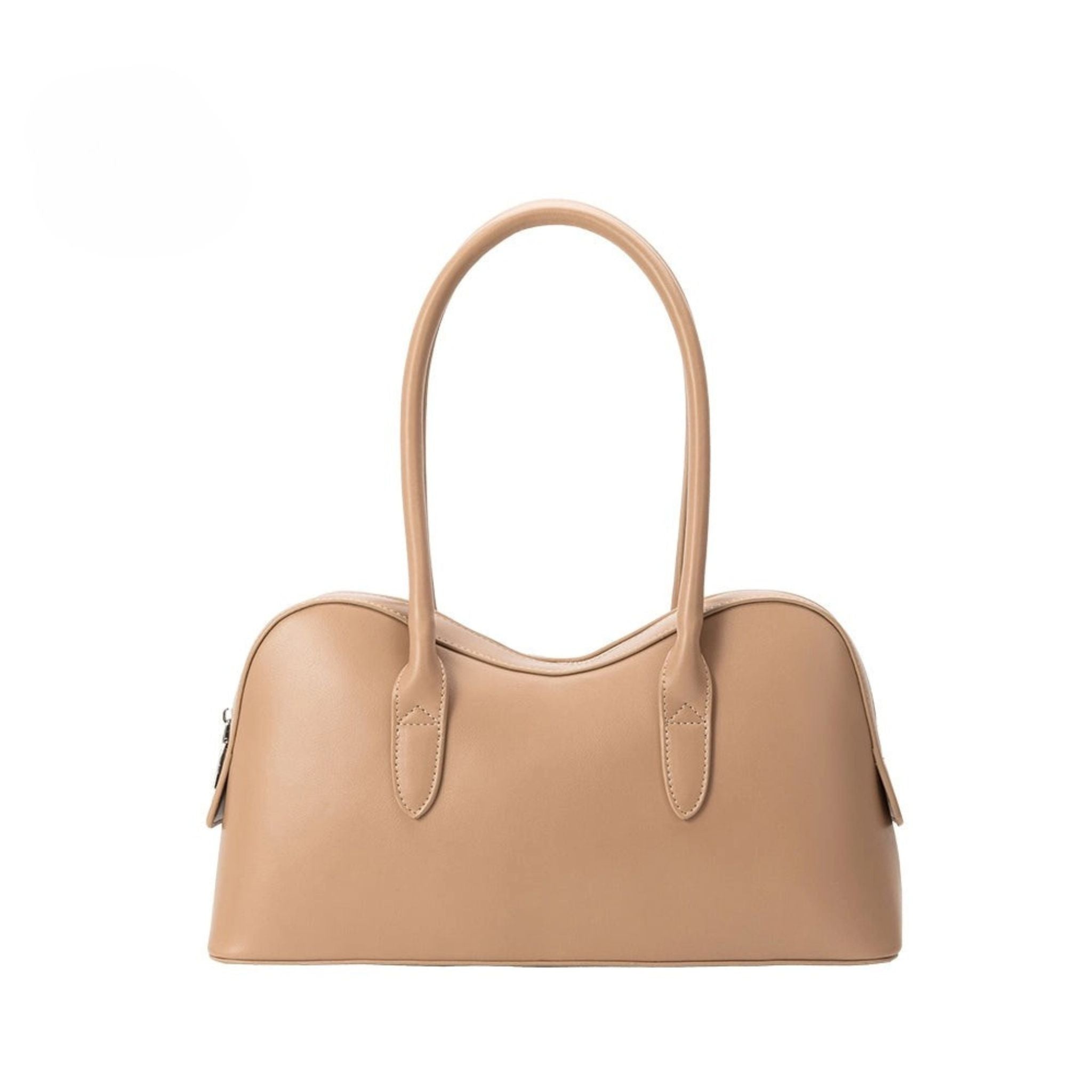 Beige handbag with a strap on a white background