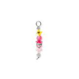 Min & Mon's Cosmo Critter Stack Charm - Fucshia and Yellow 3D Printed Bioplastic Keychain on a white background