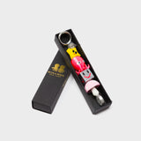 Min & Mon's Cosmo Critter Stack Charm - Fucshia and Yellow 3D Printed Bioplastic Keychain in its retail packaging box