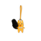 Min & Mon's Flufftail - Black and Marigold Leather Bag Charm on a white background