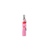 Min & Mon's Queen Callie Marie Charm - Soft Neon Pink Leather Keychain on a white background
