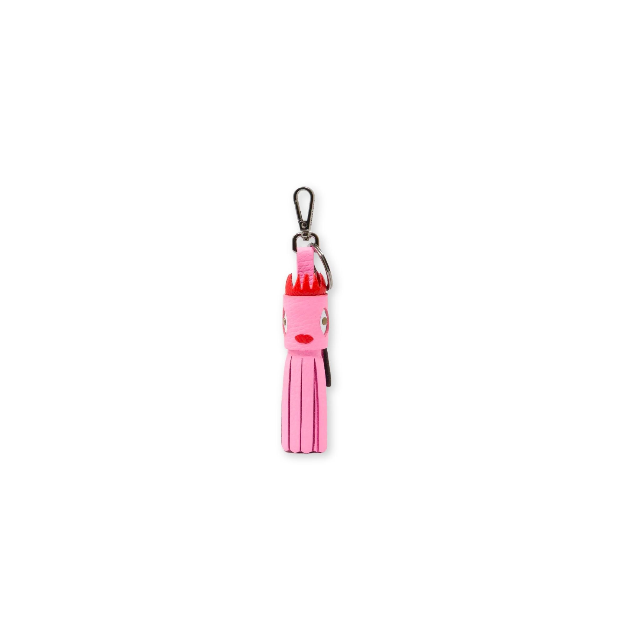 Min & Mon's Queen Callie Marie Charm - Soft Neon Pink Leather Keychain on a white background