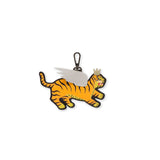 Min & Mon's Theo the Tiger Keychain wearing a crown and wings on a white background