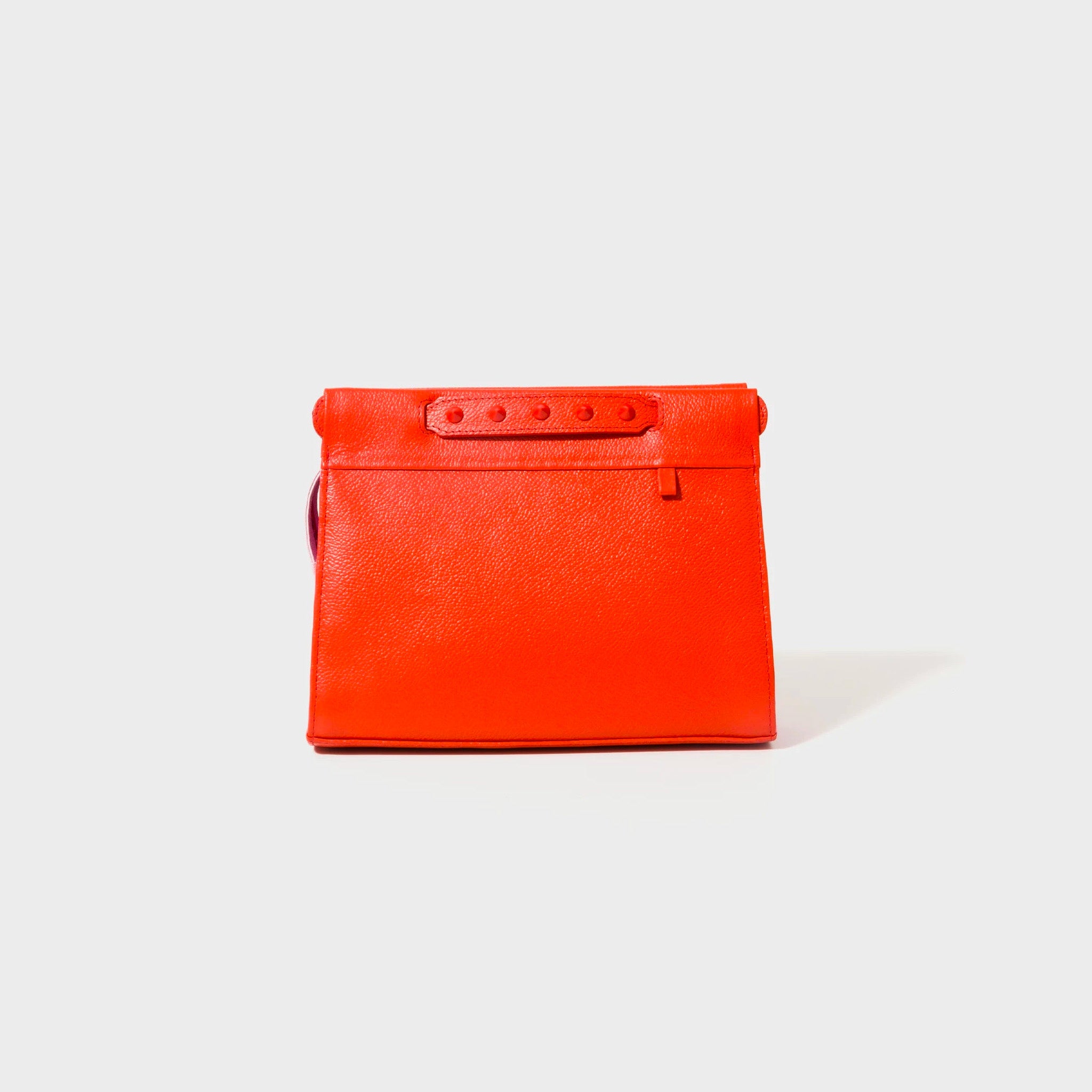 Min & Mon's Vali Crossbody Small Fiesta Red and Bubblegum Pink Leather Bag - All Over Eyes Embroidery