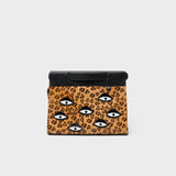 Min & Mon's Vali Crossbody Small Animal Print Leather Bag - Eyes Applique Adjustable Handle