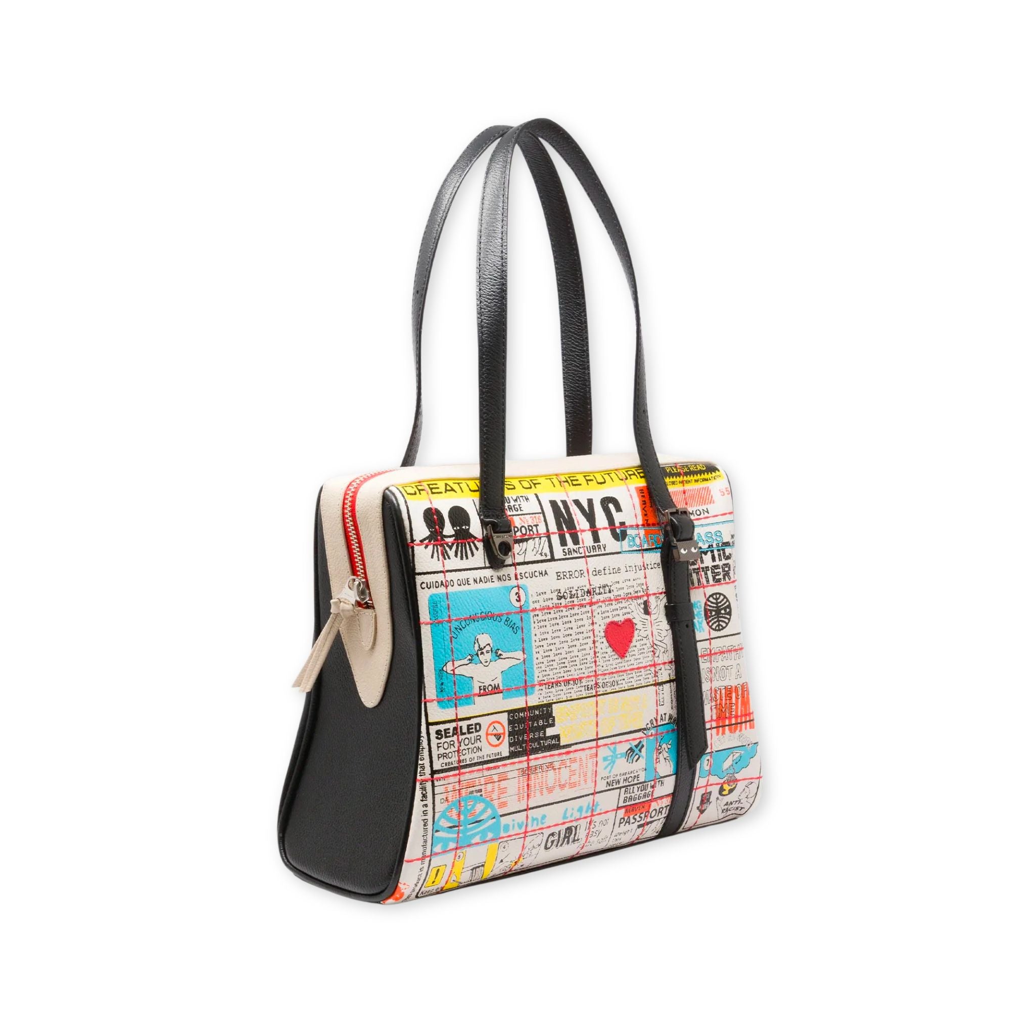 Min & Mon's Esther Cream and Black Satchel Bag - Kind Type Design