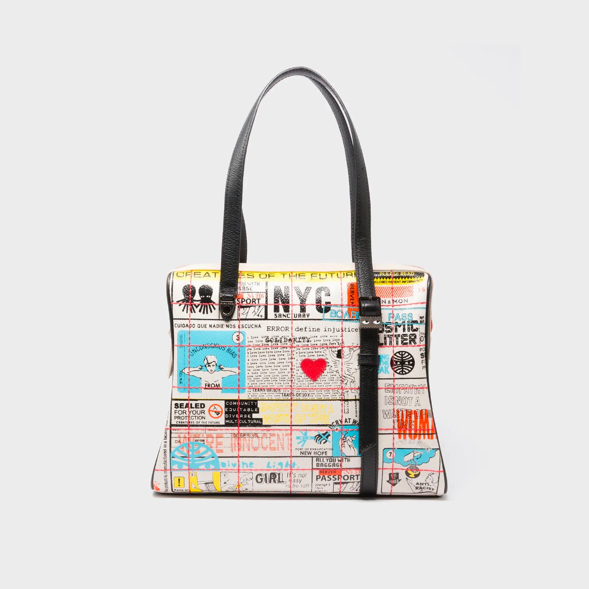 Min & Mon's Esther Cream and Black Satchel Bag - Kind Type Design on a light grey background