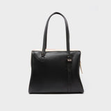 Back of Min & Mon's Esther Cream and Black Satchel Bag - Kind Type Design