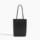 Black textured tote bag on a white background