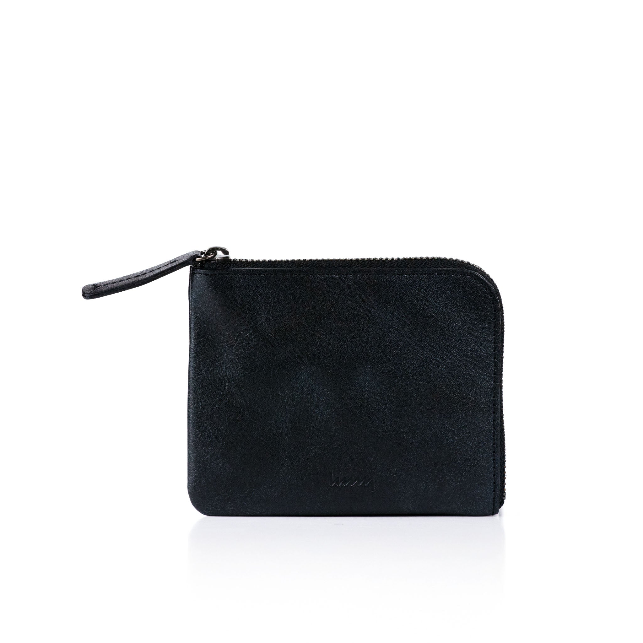 hmny's compact wallet in black on a white background