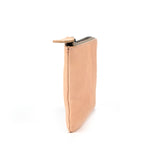 Side view of  hmny's compact wallet in natural on a white background
