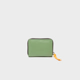 Back of Frodo Basil Green Leather Zip Around Wallet - Happy Tiger Embroidery