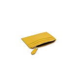 Yellow zippered card case on a white background