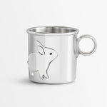 image of beehive silver babycup with rabbit design